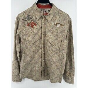 Apartment Hand Made Western Floral Embroidered Pearl Snap Button down shirt